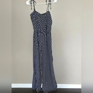 Women's Mikey & Joey Polka Dot Tie Strap Jumpsuit, Size Large